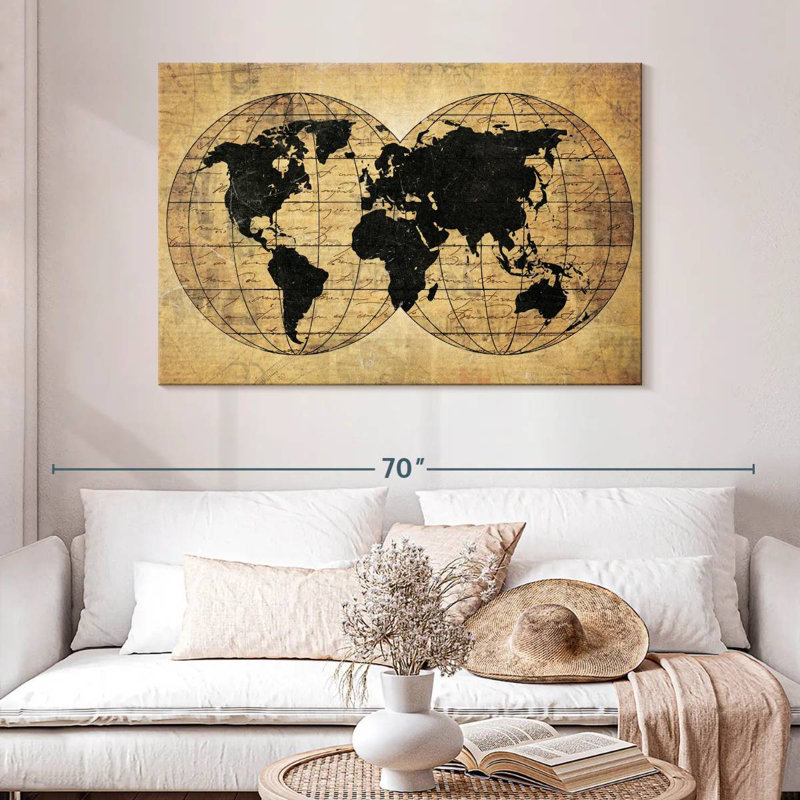 Aliaz Old Globe World Map, 32" H x 48" W