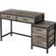 Bureau avec classeur à 3 tiroirs, conception compacte, rangement spacieux, égratignure, look industriel rétro