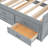 Twin Size Wooden Bed with Storage Headboard and Outlets, Extendable with Twin Trundle and Three Drawers, Grey