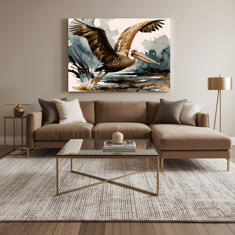 Oiseaux brun, art mural sur toile brun pélican, H 20 po x l 24 po