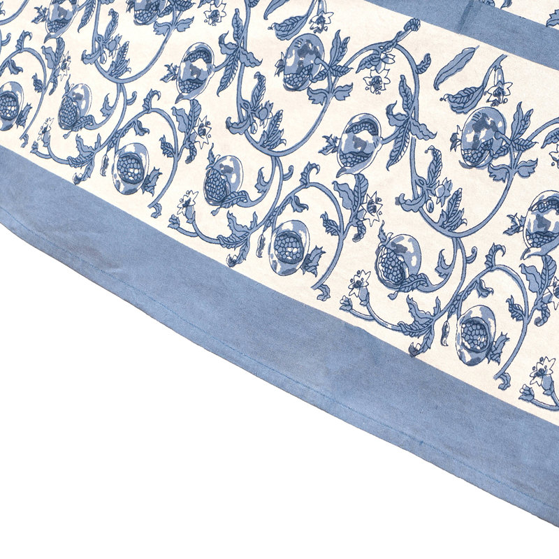 Granada Cornflower Blue Handmade Floral Tablecloth, 90" Square, Blue