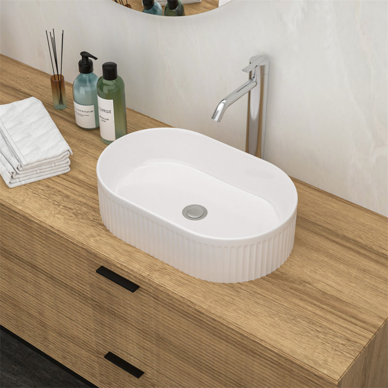 19.31X12.19 Inch White Ceramic Oval Vessel Bathroom Sink