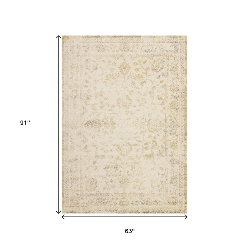 Tapis abstrait crème et beige 5 pi x 8 pi