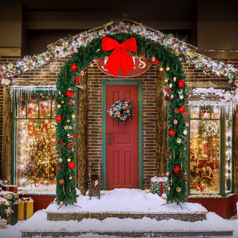 Christmas Pvc Green Archway Decoration With Ornament 