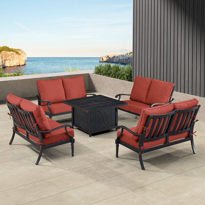 Paili Outdoor 5 - Piece Conversation Set, Red
