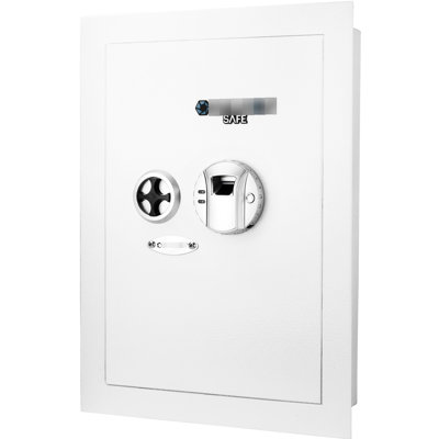 Biometric White Wall Safe With Resistance - 120 Fingerprint Recognition, 2 Deadbolts, Solid Steel Construction Extra Protection Module,