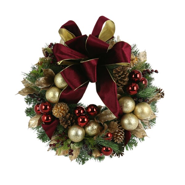 Creative Displays, Inc. Burgundy And Gold Holiday Wreath 