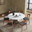 Ensemble de salle à manger moderne 5/7 pièces, Drumgurlands rond pré-assemblé, cuisine de table en pierre frittée Drumgurland avec chaises rembourrées-893103927-978026446-978026481