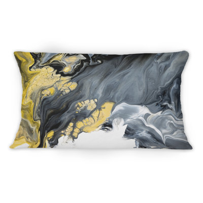 Black And Gold Creative Abstract - Modern Printed Throw Pillow 1
