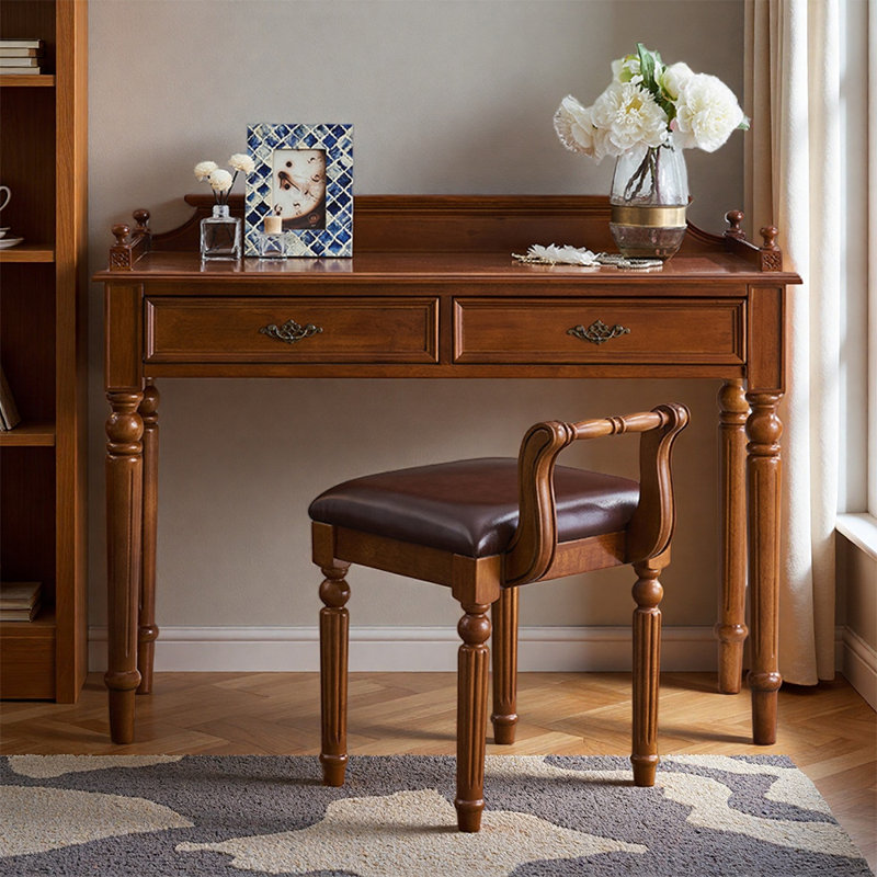 Rectangular Simple Retro Solid Wood Writing Desk, 29.92" H x 39.37" W x 17.71" D