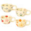 Ensemble de 4 tasses en céramique florales peintes à la main, ensemble de tasses à café à bord ondulé de 5,3 po de couleur bleu orange, rose et mauve pour les boissons au thé pour le petit-déjeuner