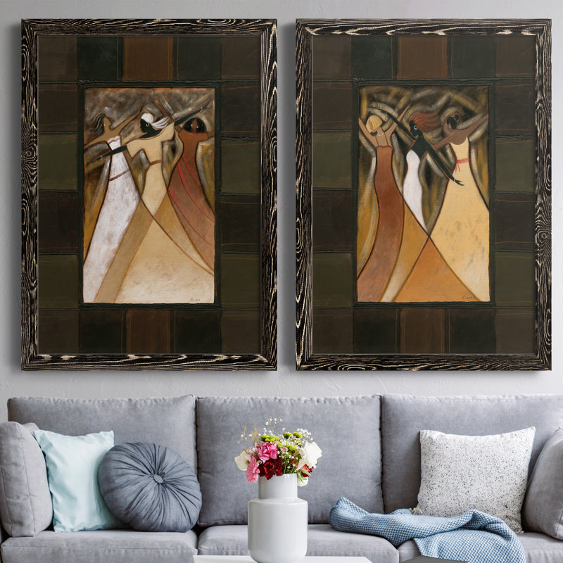«Divine Grace I», ensemble de 2 reproductions sur toiles encadrées, H 31,5 po x l 47 po x P 1,5 po, Cadre noir