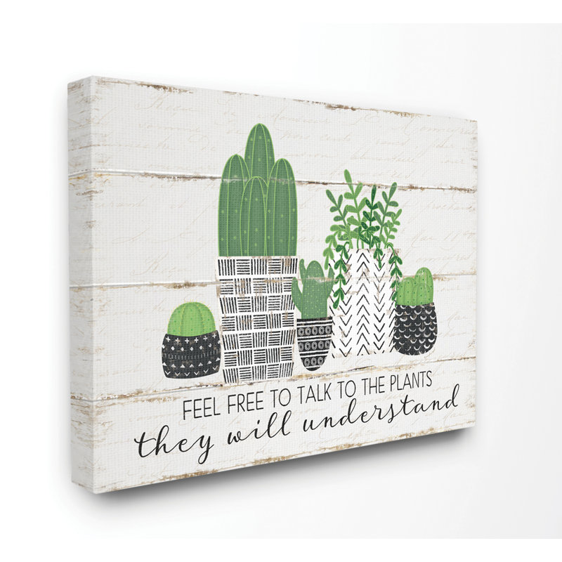 «Feel Free to Talk Cacti Succulents», impression, Toile tendue, H 16 po x l 20 po x P 1,5 po