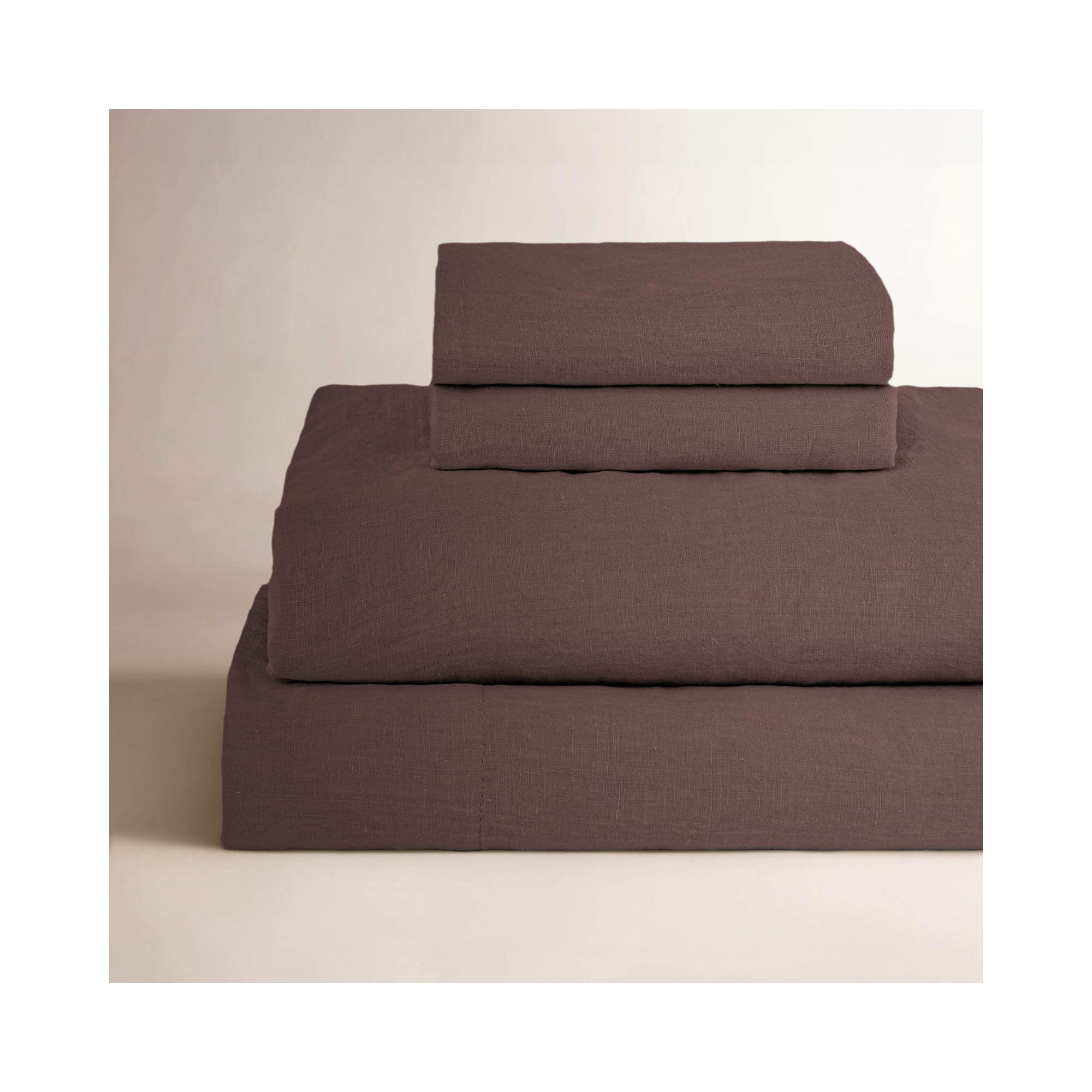 100% French Linen Sheet Set, Full Sheet Set with 2 Pillowcases, Clove