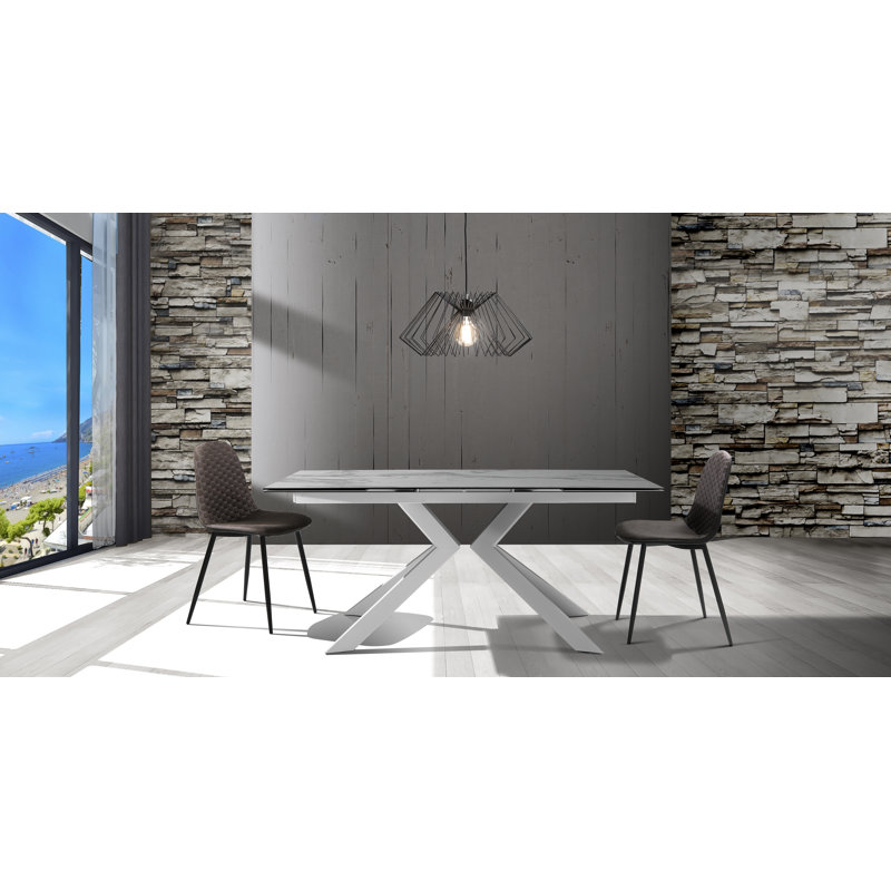Dam Glass Top Metal Base Dining Table
