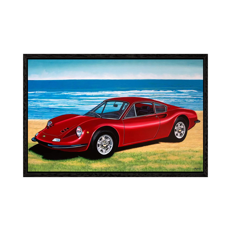 Ferrari Dino by Paul Meijering - Painting on Canvas, 66.04 cm H x 45.72 cm W, Black Framed