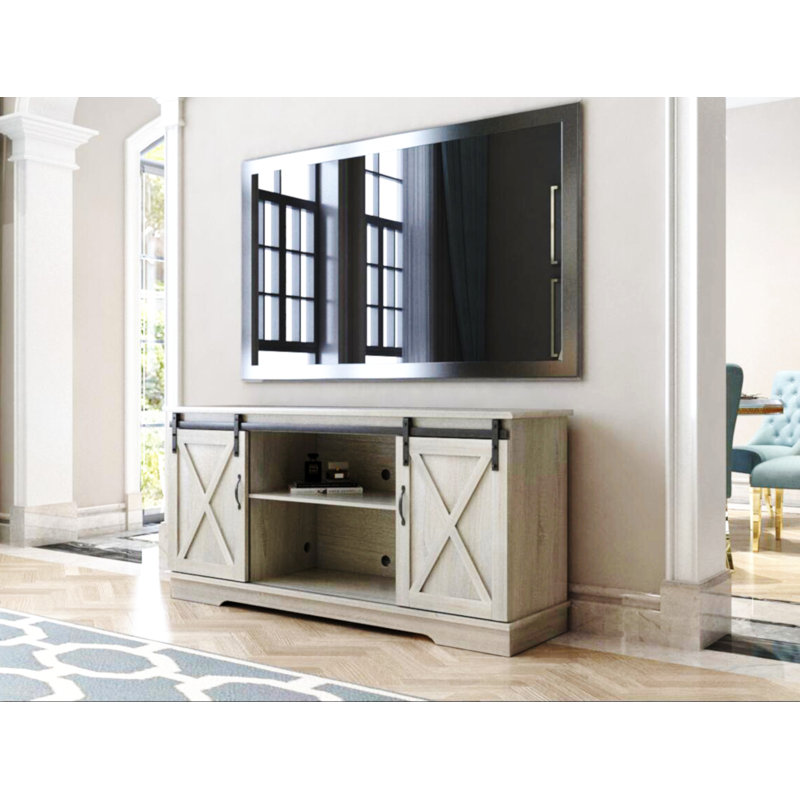 Heger Unfinished TV Stand for TVs up to 65", White Oak