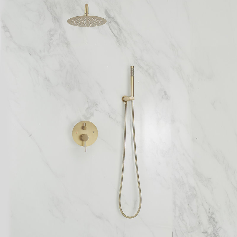 Diverter Complete Shower System, Brushed Gold