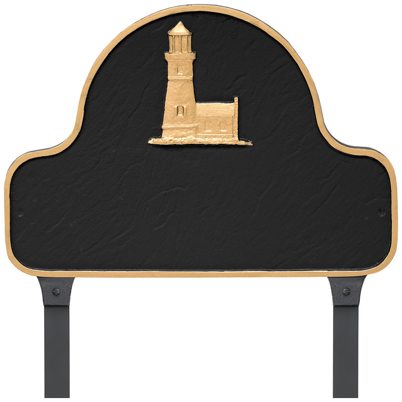 Plaque d'adresse du phare de Princeton, Oui, Blanc / noir, Pelouse