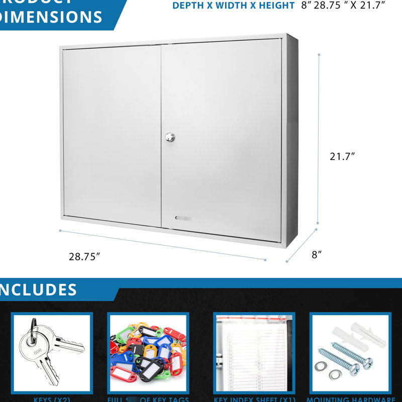 Armoire à clés réglable 600 avec fonction de verrouillage - acier gris, fixation murale, étiquettes colorées pour un accès facile. 600 verrouillables, gestion efficace