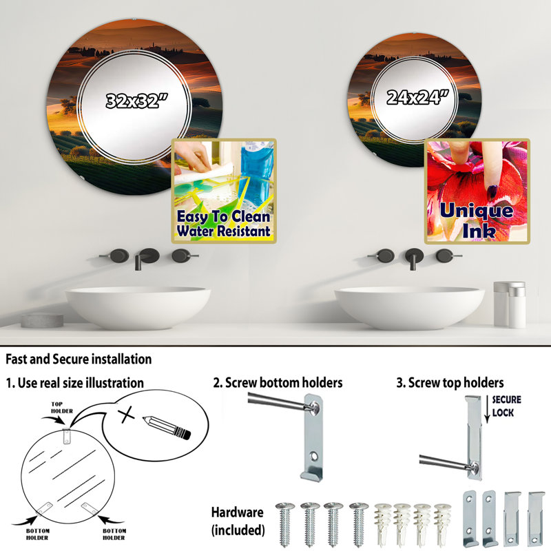 Miroir mural Omied Italian Casa - Cottage, 32 po x 32 po