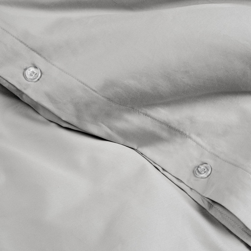 Sateen Duvet Cover, Cloud Gray, Queen Duvet Cover