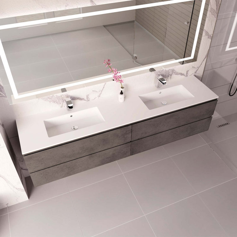 DAX Pasadena Vanity with Toscana Basin, 80", Cement, Cement