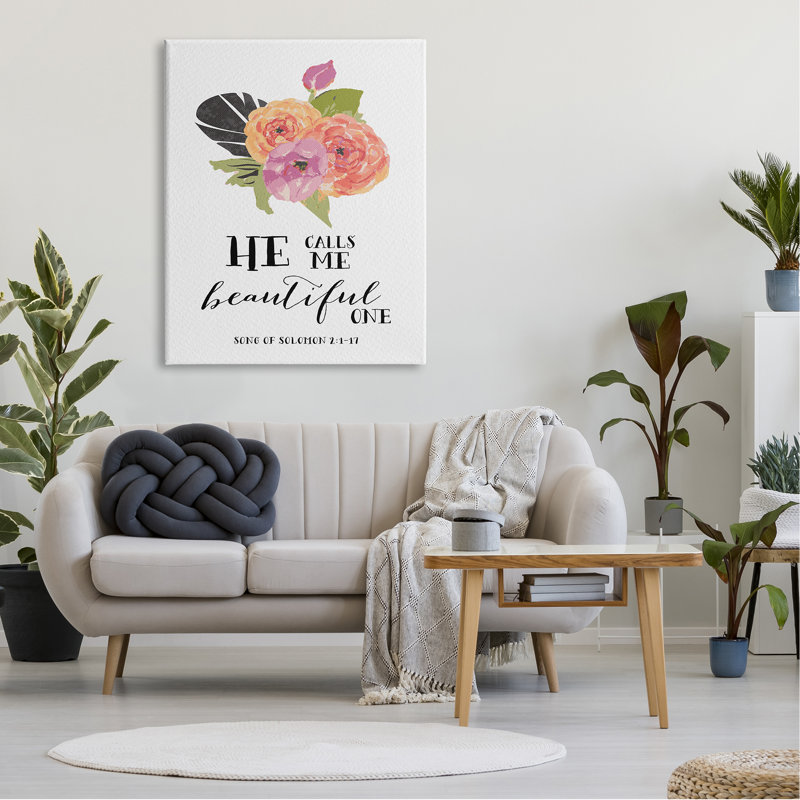 He Calls Me Beautiful One Spiritual Quote, L 36 po x H 48 po, Toile tendue