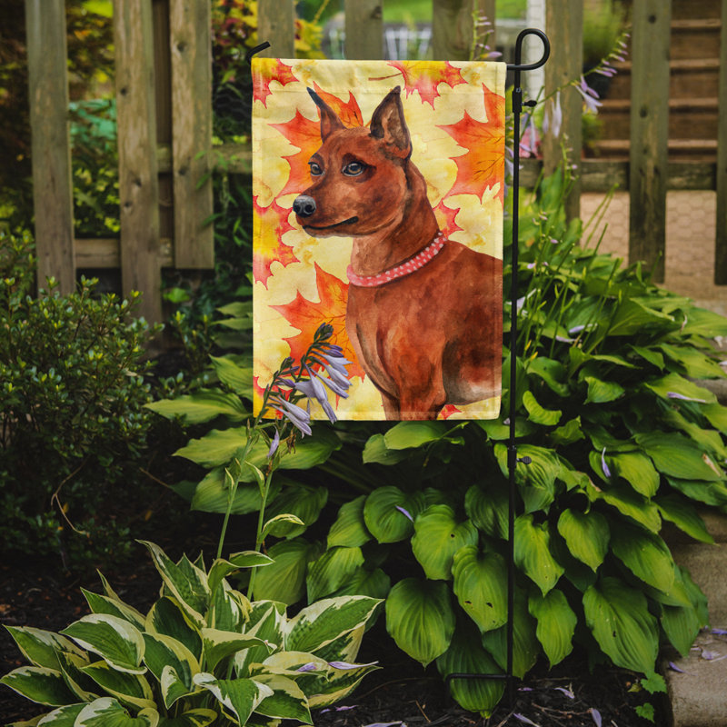 Automne 2 côtés en polyester 15 x 11 po drapeau de jardin, Pinscher miniature brun