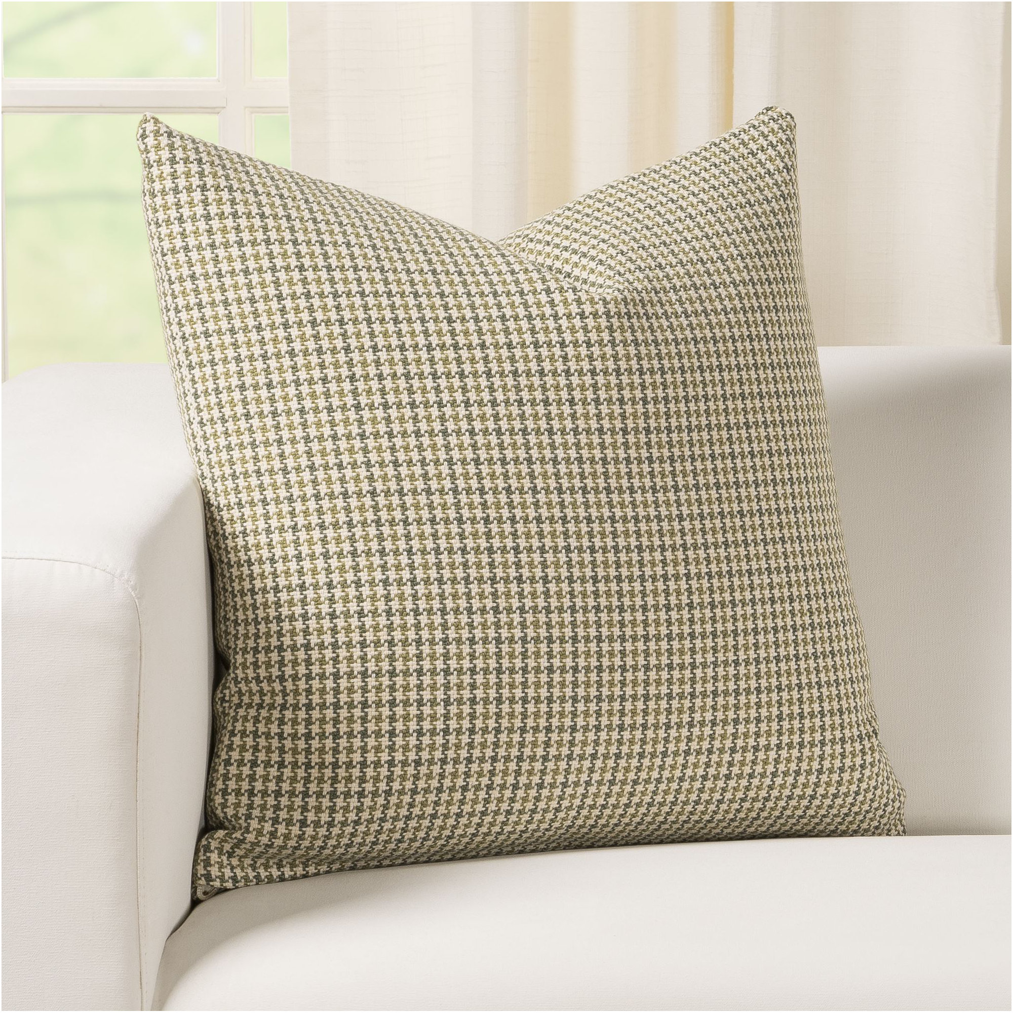 Hansah Pillow, Fern Geometric 1, Square 20", Feather