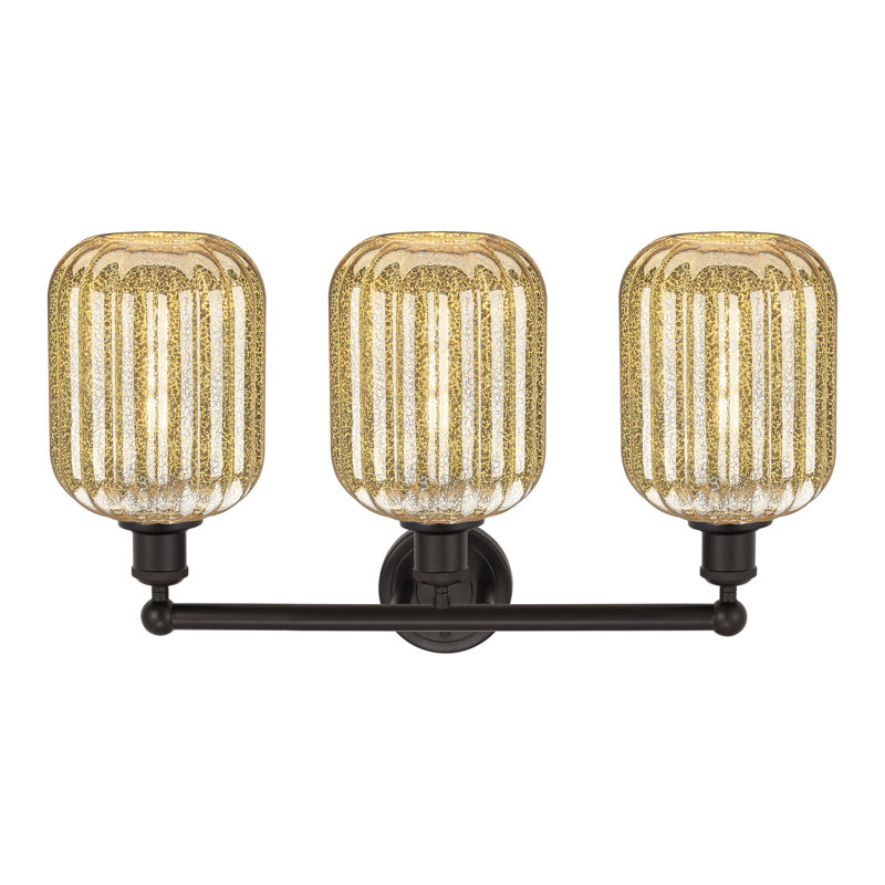 Cylindre Preston - 3 lumières - Abat-jour cylindrique Preston - Éclairage pour meuble-lavabo, Gold / Oil Rubbed Bronze