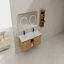 Meuble-lavabo mural 48 po avec double lavabo et support de rangement, portes à fermeture douce, armoire de rangement 00612imo-07248imox