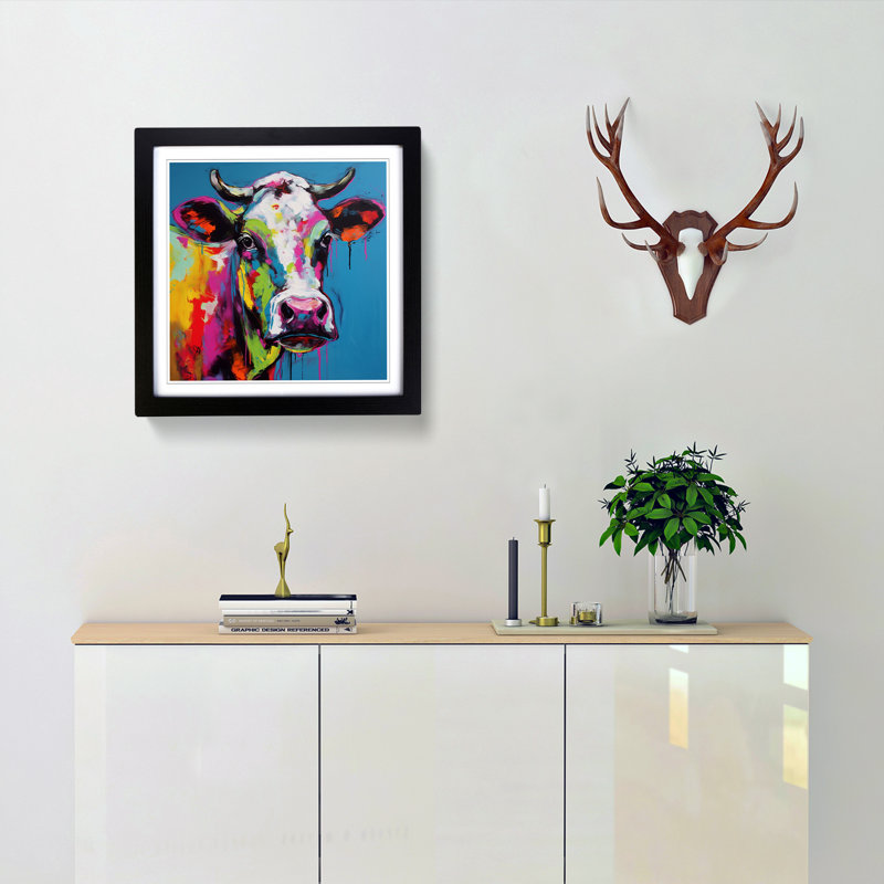 Cow Expressionism - Framed Print, Black