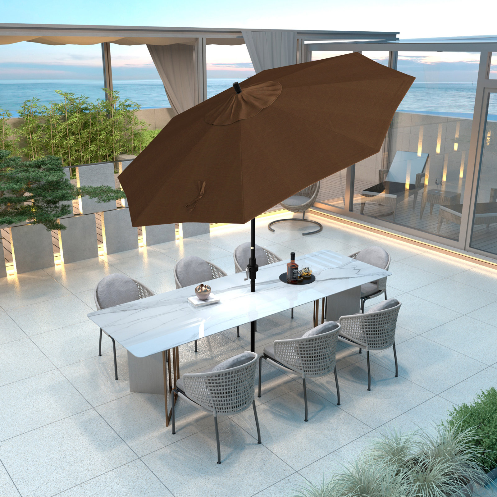 Timeout 9' Umbrella, Teak Performance