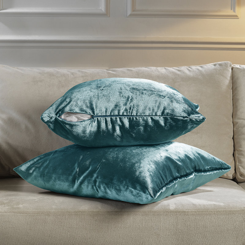 Shiny Velvet Pillow Cover, Square, Azure, 22"H x 22"W