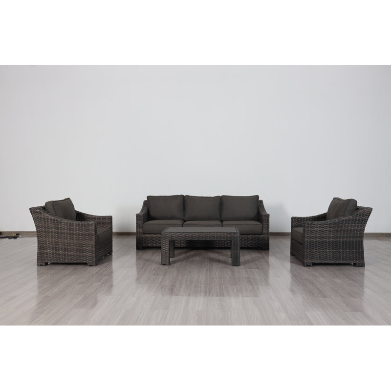 Stets 5 - Person Patio Conversation Set with Cushions, Brown