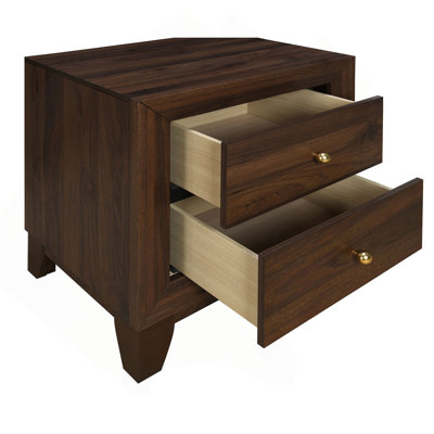Walnut 2-drawer Nightstand Bedside Table