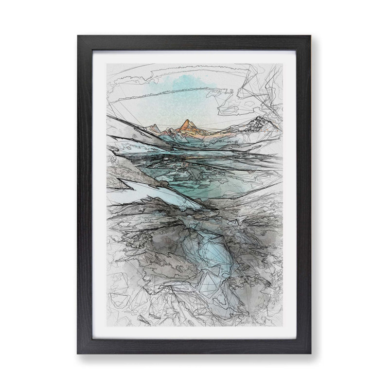 Mountain View in Switzerland - Framed Print, Black, 45cm H x 63cm W x 2cm D