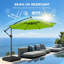 Parasol en porte-à-faux de 120 po, parasol de patio suspendu décalé de 10 pi avec 32 lumières DEL et inclinaison facile, abat-jour de parasol extérieur commercial pour la cour, la piscine, la plage et le jardin-2019512942