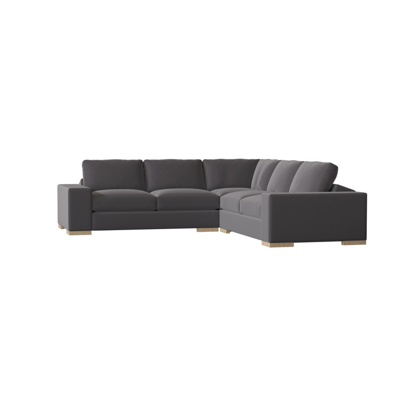 Brann Upholstered L-Shaped Sectional Symmetrical, Lena Alloy Performance Linen Blend, Walnut