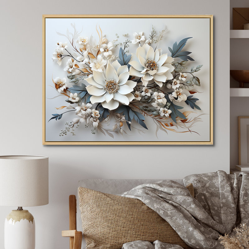 Fleurs saisonnières charme en hiver I - art mural de fleurs saisonnières, H 30 po x l 40 po x P 1,5 po