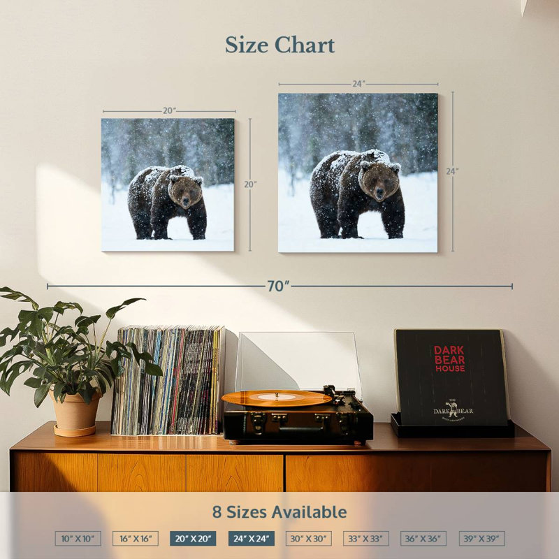 Crowle Winter Brown Bear, 24" H x 24" W