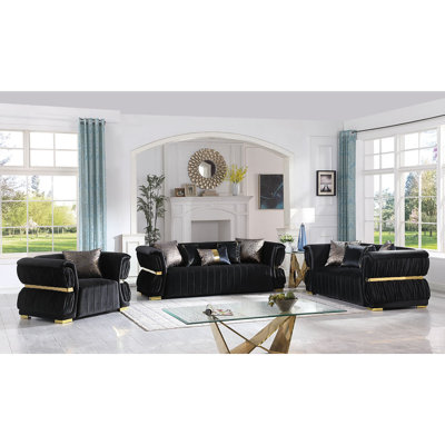 Marylebone 3 Piece Velvet Living Room Set