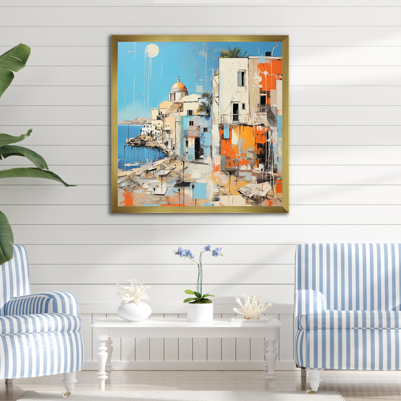 Impression sur une île grecque de Santorin 4 - Santorini, H 16 po x l 16 po x P 1 po, Toile tendue
