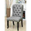 Chaise d'appoint 2 pièces pour salle à manger de style rustique, finition noire et grise antique, bouton à oreilles avec garniture cloutée, tissu en bois massif, pièce d'une hauteur de 42,5 po, couleur, tissu inspiré du lin