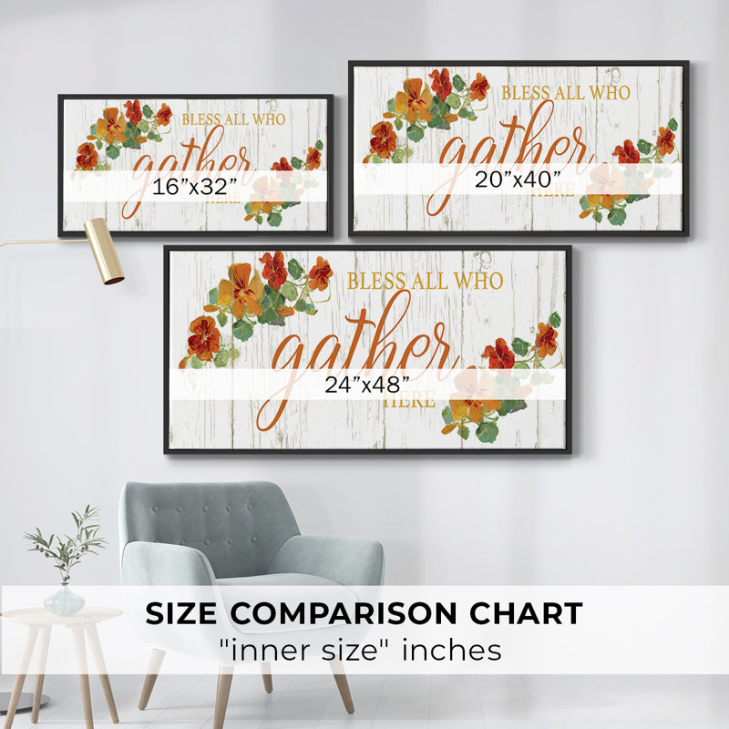 «Gather Here», toile tendue avec châssis encadré, prête à être accrochée, H 25 po x l 49 po, Noir