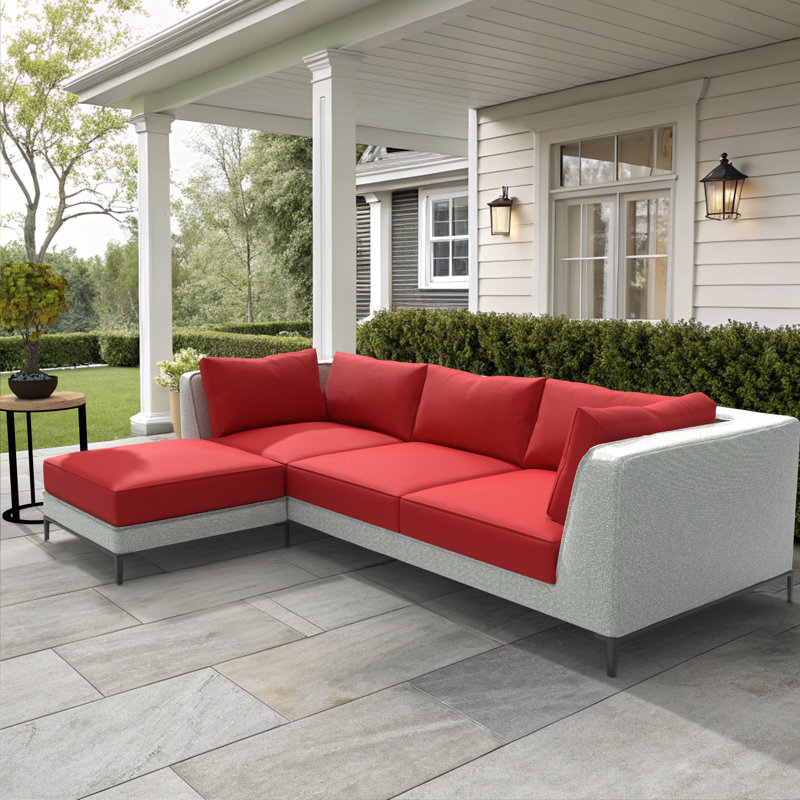 Sunbrella Outdoor Sectional Sofa Replacement Cushions Set, 5 Inch, Canvas Jockey Red