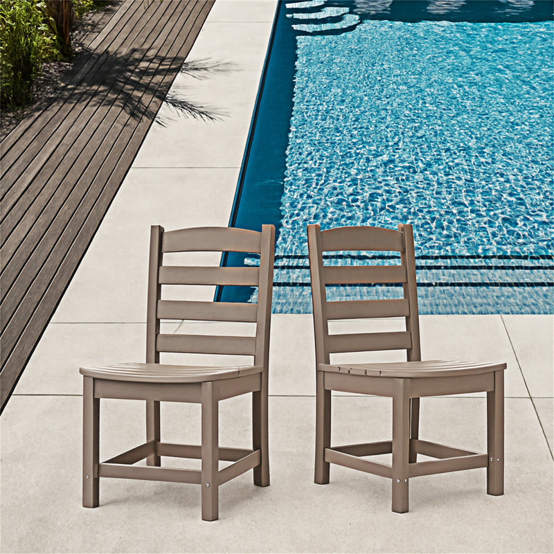 Ensemble de 2 chaises d'extérieur sans accoudoirs, Chêne foncé antique