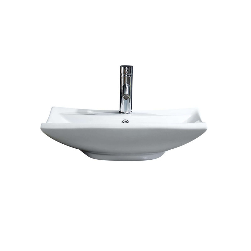 Modern Ceramic Rectangular Vessel Bathroom Sink with Overflow