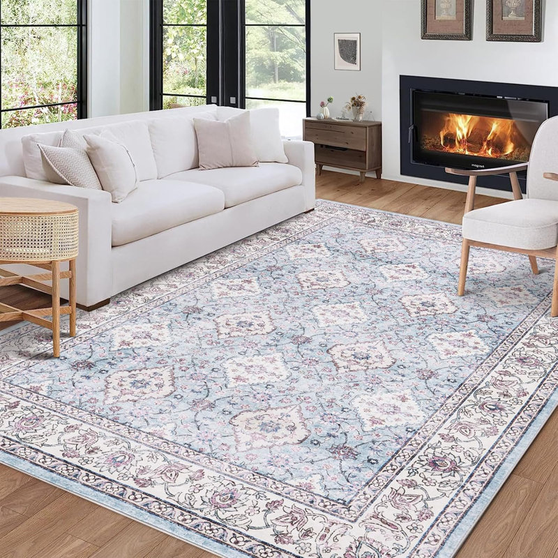 Area Rugs Living Room Rug , Non-Slip, Machine Washable, Low Pile Oriental Rugs, Soft Carpet for Living Room, Bedroom, Dining Room